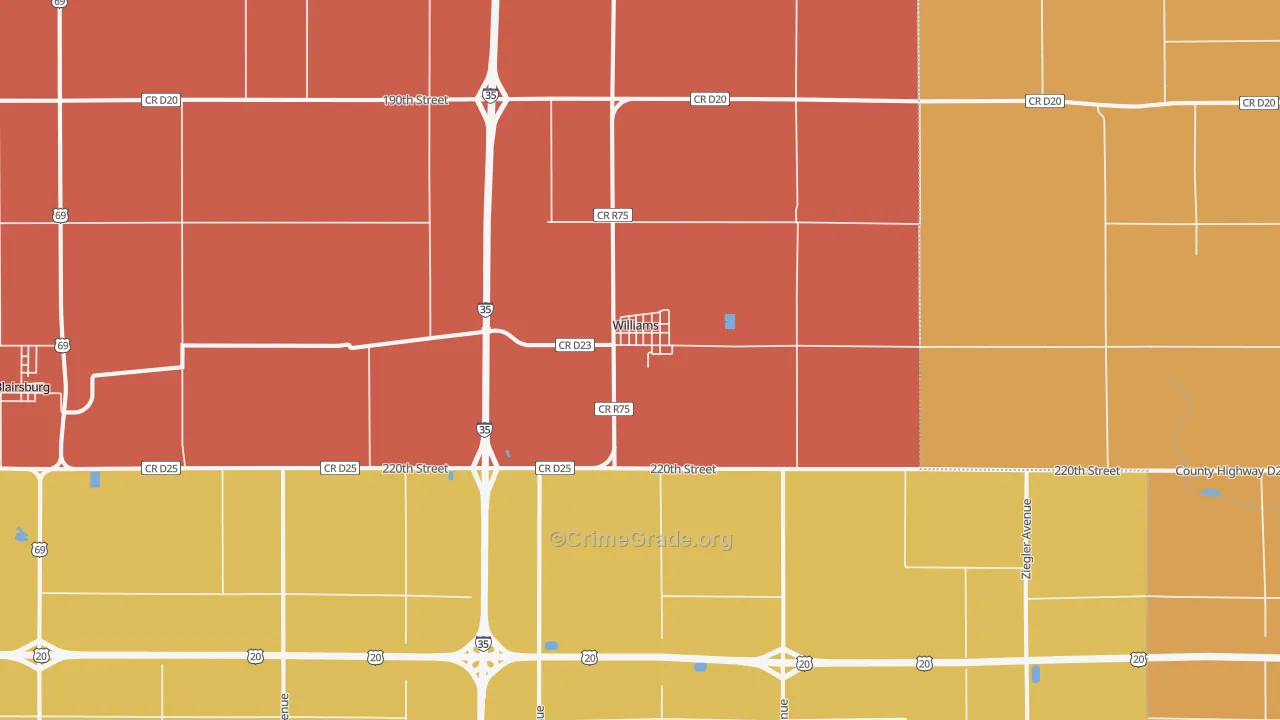 Williams, IA Map of Assault Rates