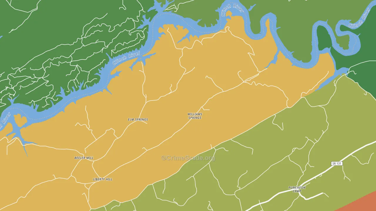 Williams Springs, TN Map of Assault Rates