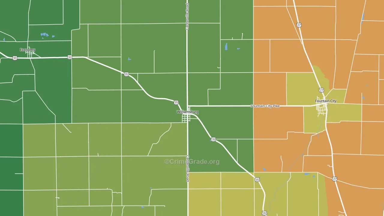 Williamsburg, IN Map of Assault Rates