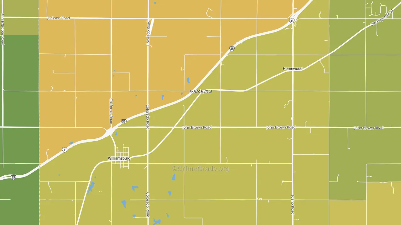 Williamsburg, KS Map of Assault Rates