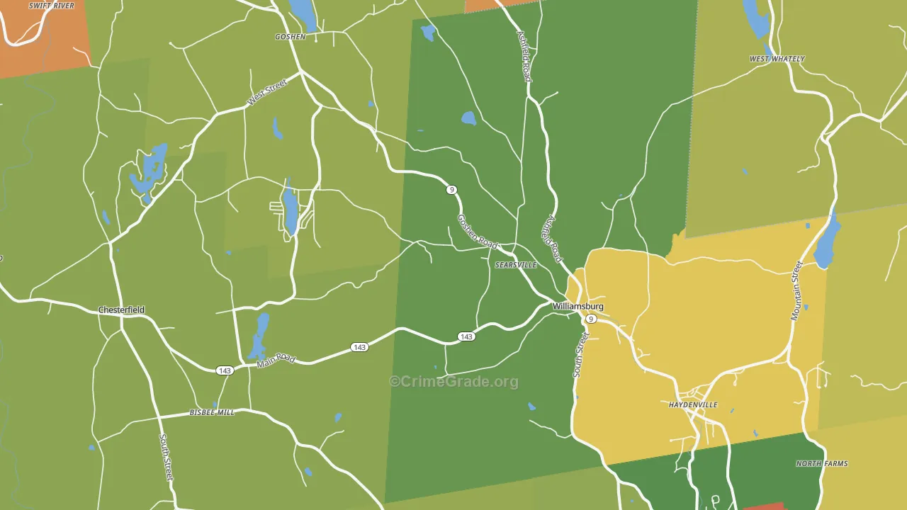 Williamsburg, MA Map of Assault Rates