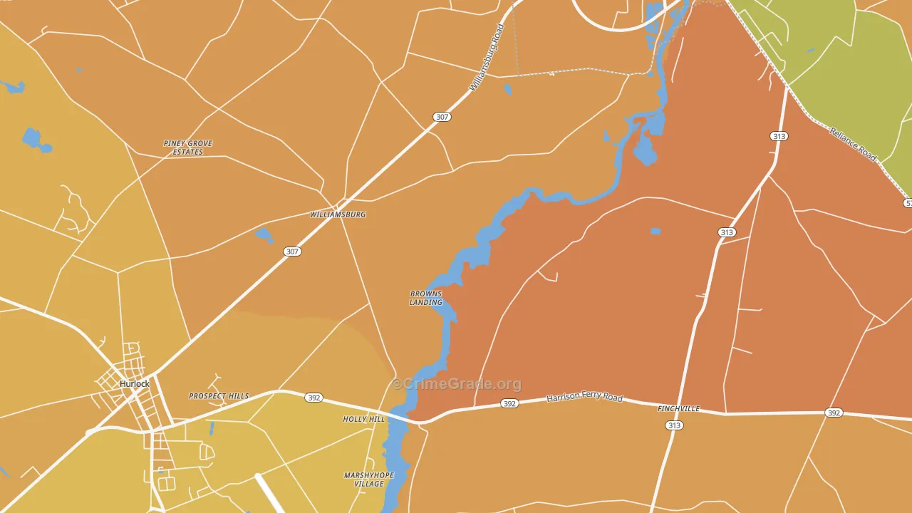 Williamsburg, MD Map of Assault Rates