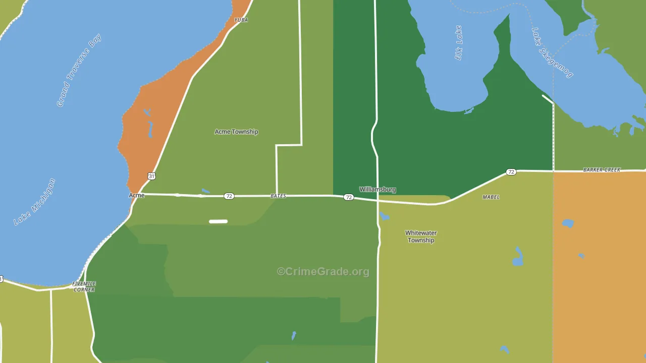 Williamsburg, MI Map of Assault Rates