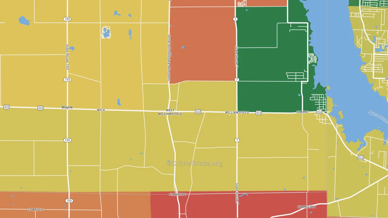 Williamsfield, OH Map of Assault Rates