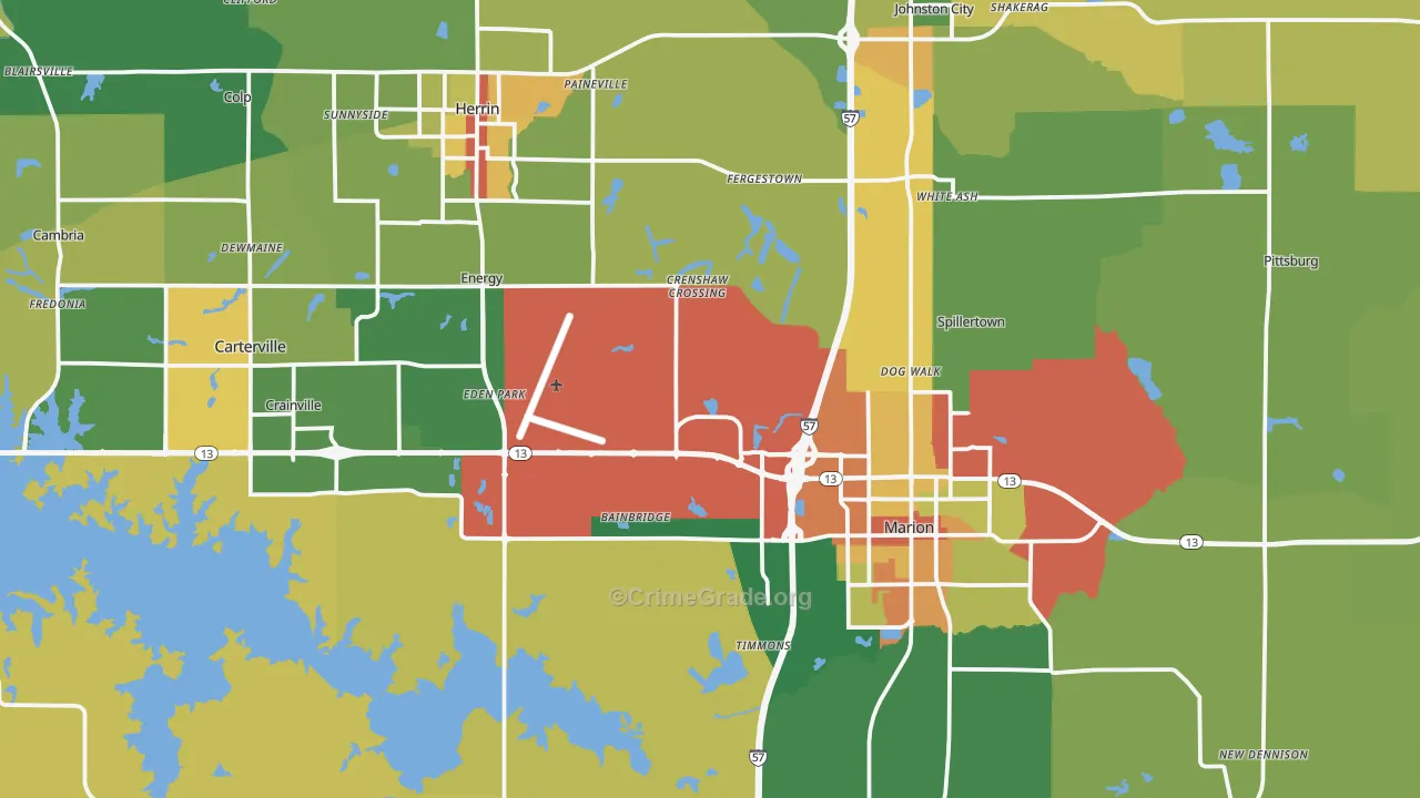 Williamson County, IL Map of Assault Rates