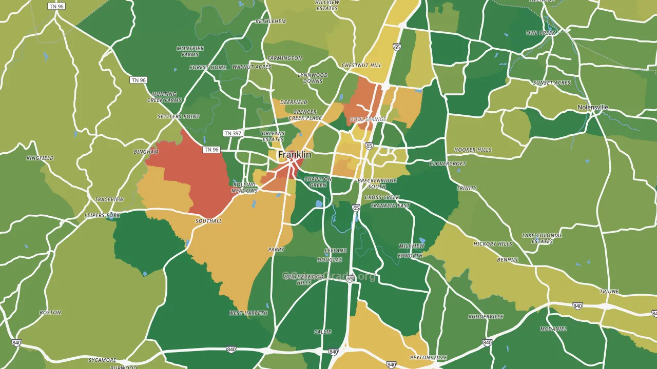 Williamson County, TN Map of Assault Rates