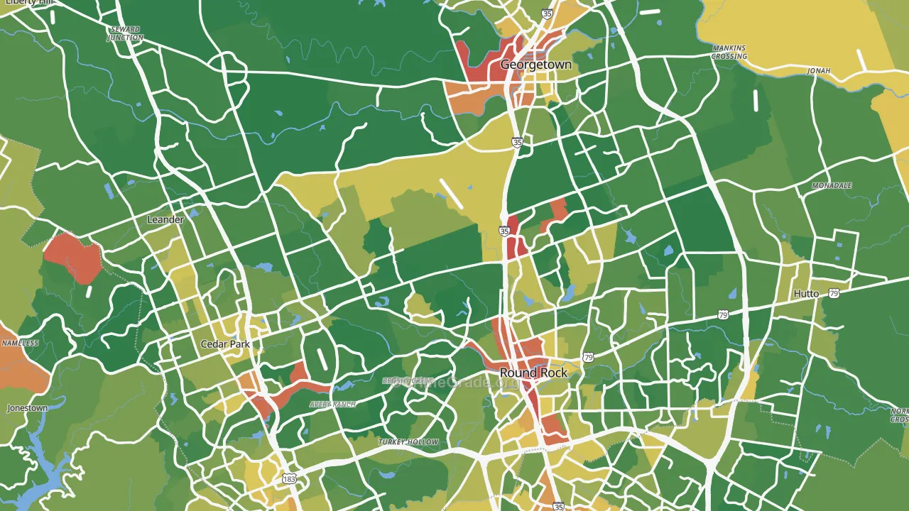 Williamson County, TX Map of Assault Rates