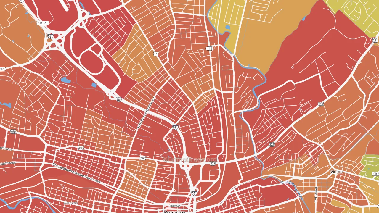 Williamson Road, Roanoke, VA Map of Assault Rates