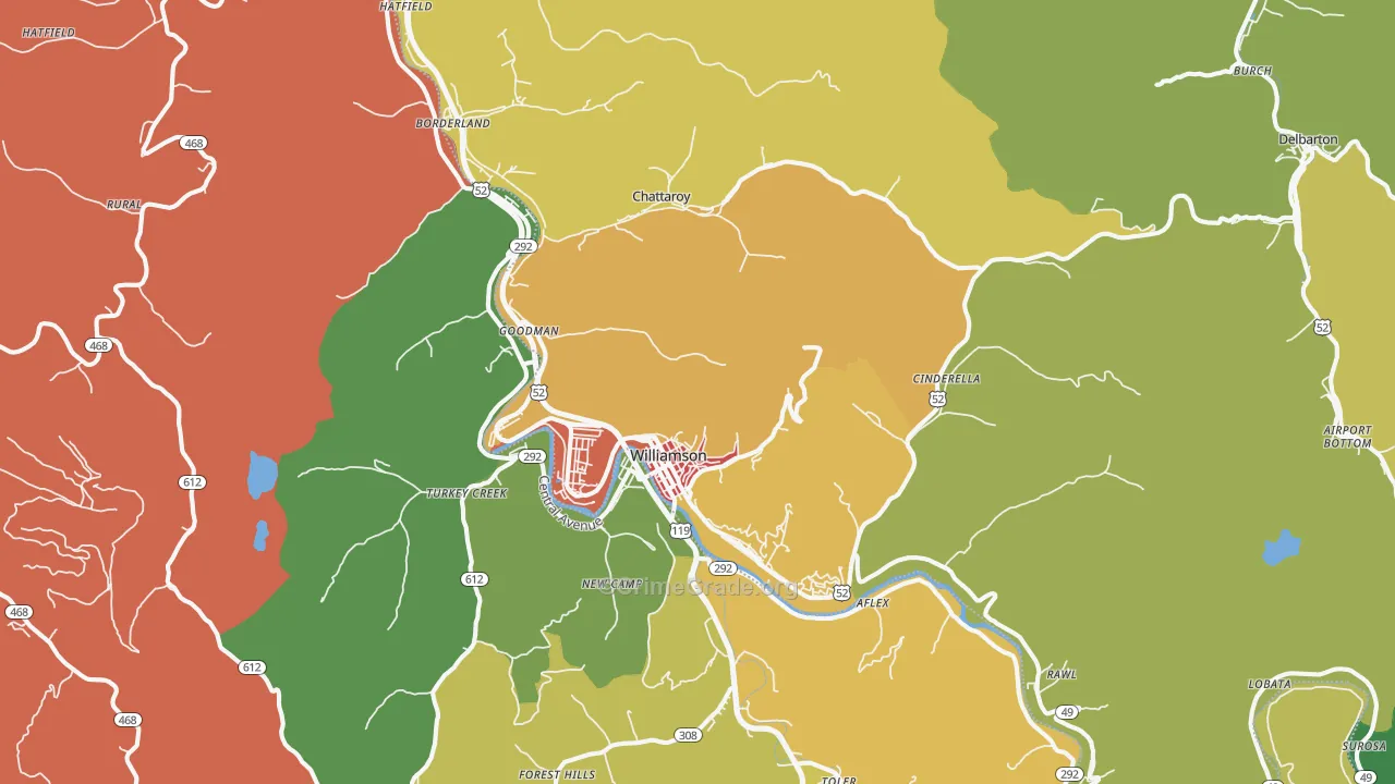 Williamson, WV Map of Assault Rates