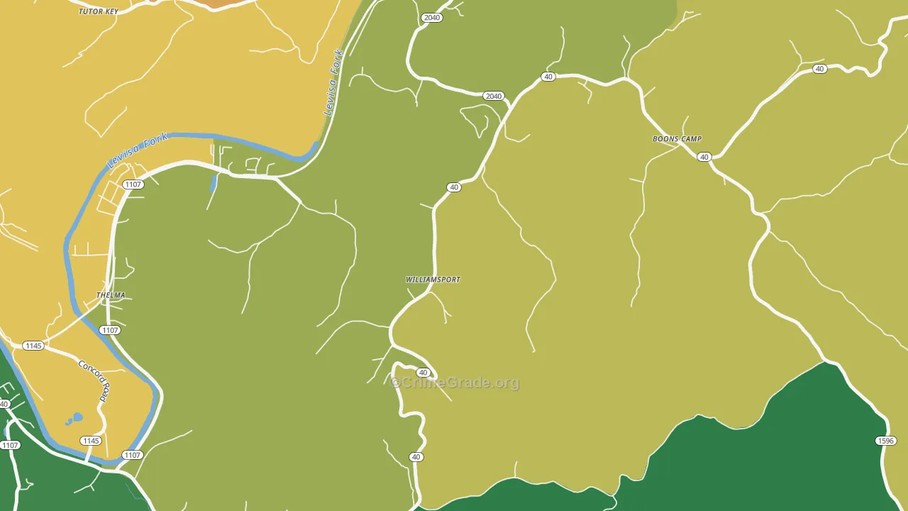 Williamsport, KY Map of Assault Rates