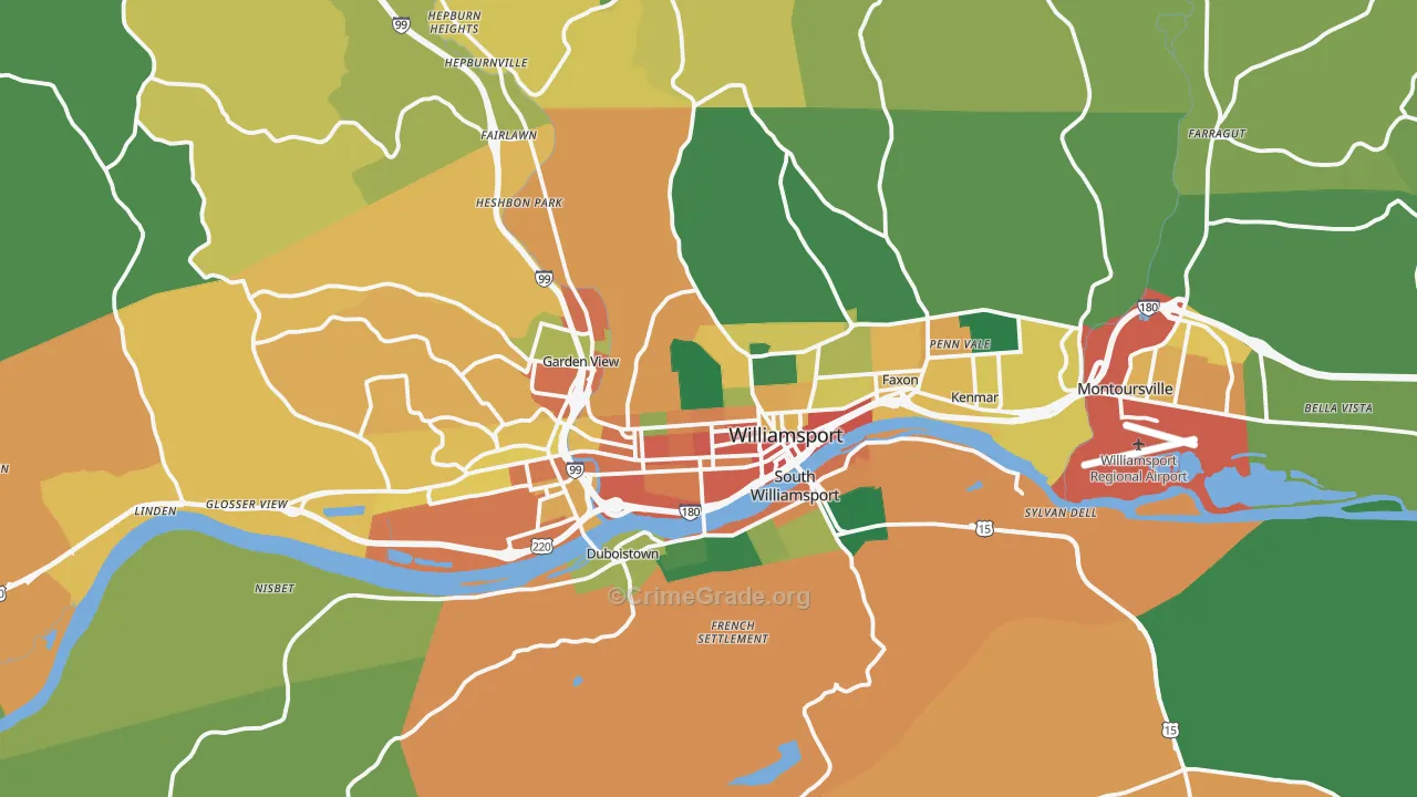 Williamsport, PA Map of Assault Rates
