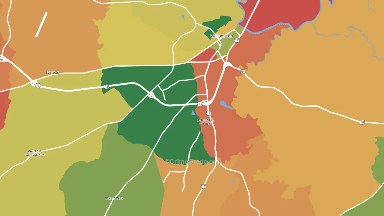 Williamston, NC Map of Assault Rates