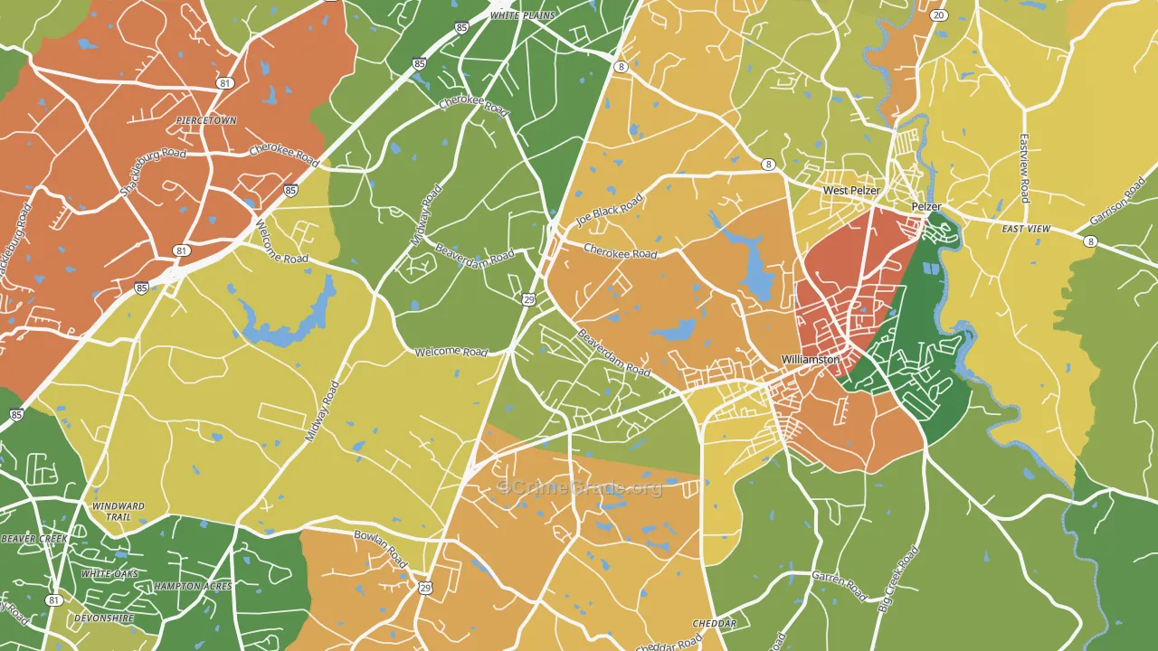 Williamston, SC Map of Assault Rates