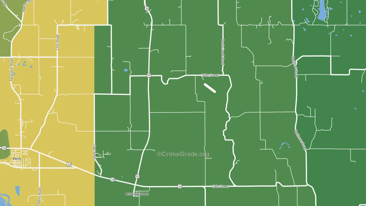 Williamstown, KS Map of Assault Rates