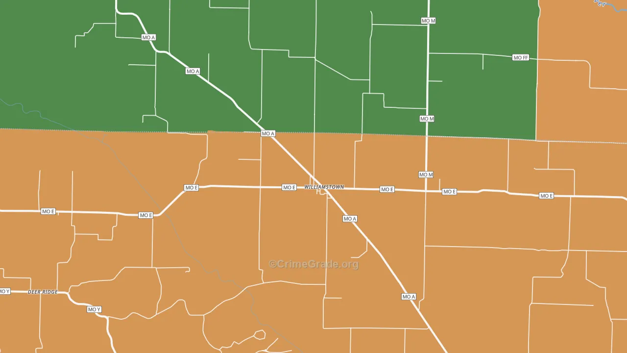 Williamstown, MO Map of Assault Rates