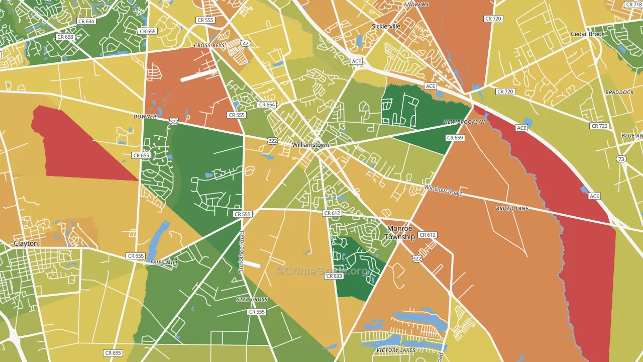 Williamstown, NJ Map of Assault Rates