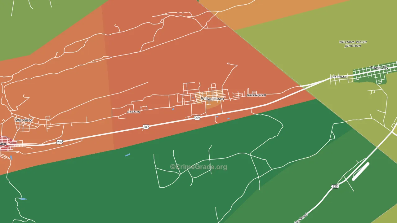 Williamstown, PA Map of Assault Rates
