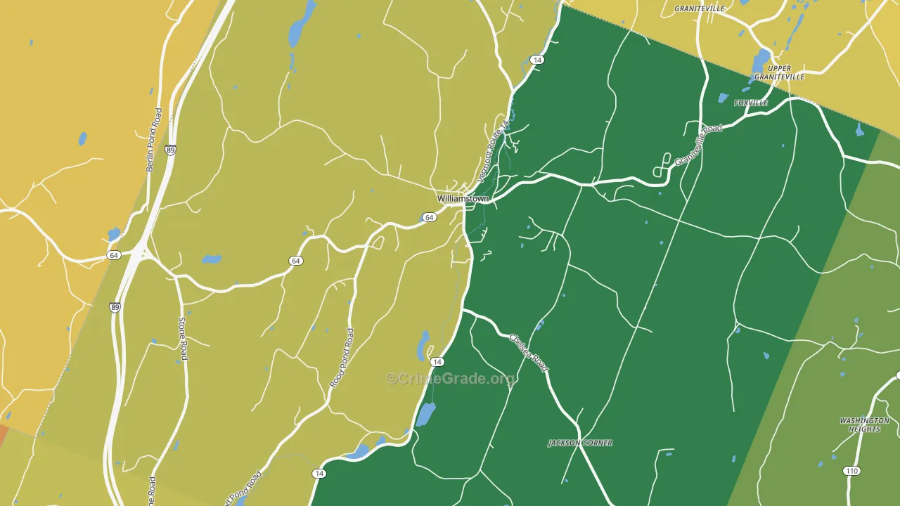 Williamstown, VT Map of Assault Rates