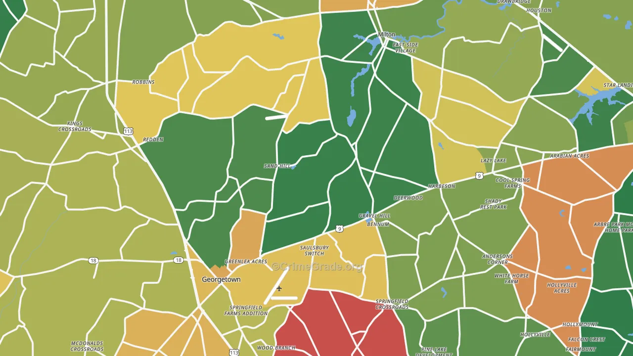 Williamsville, DE Map of Assault Rates