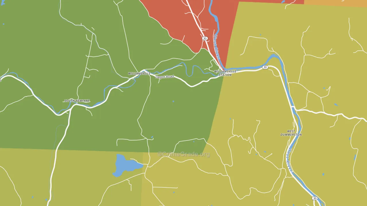Williamsville, VT Map of Assault Rates