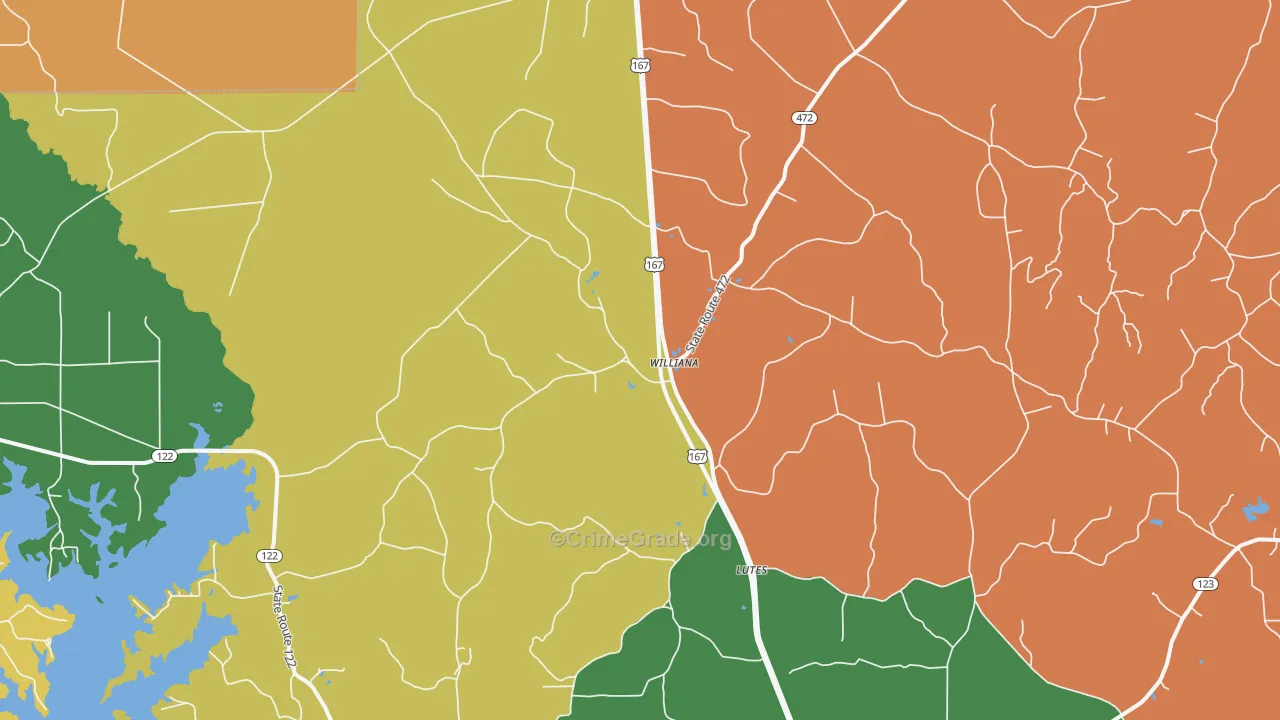 Williana, LA Map of Assault Rates