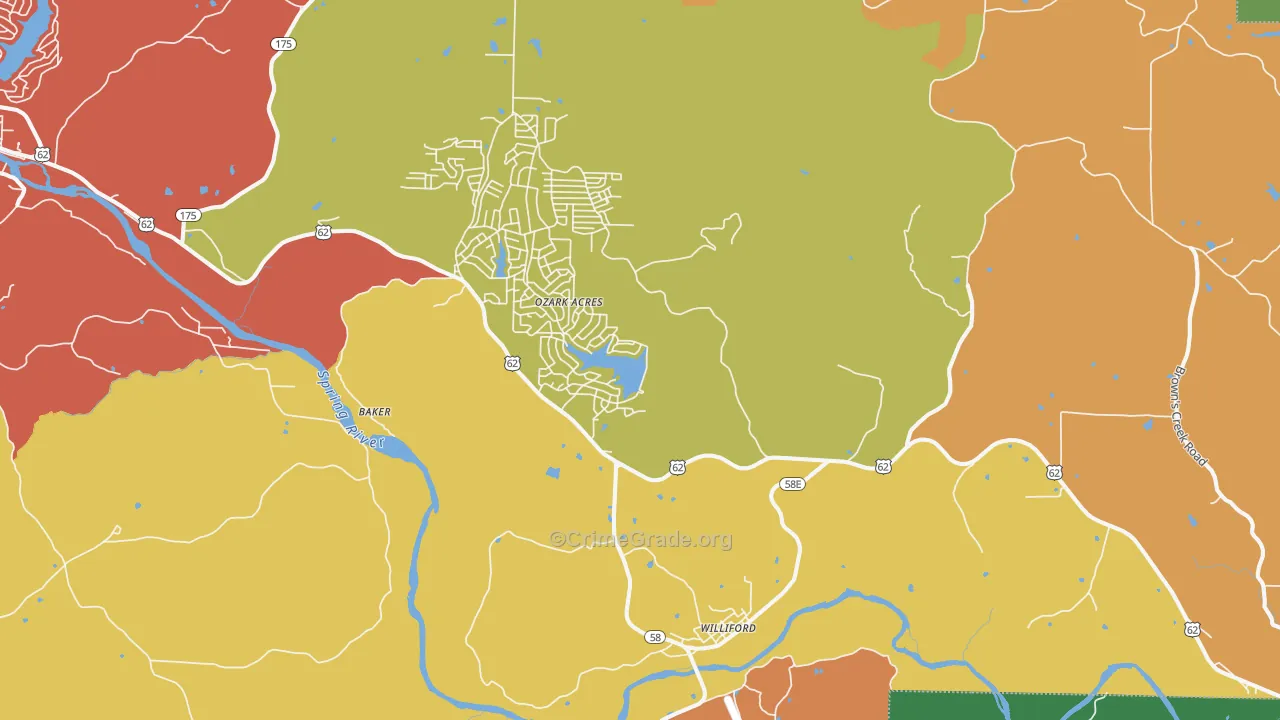 Williford, AR Map of Assault Rates