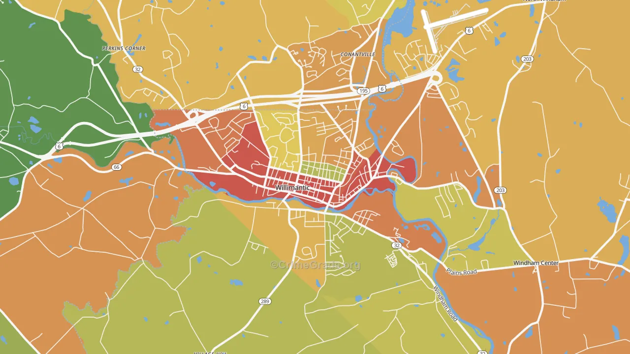 Willimantic, CT Map of Assault Rates