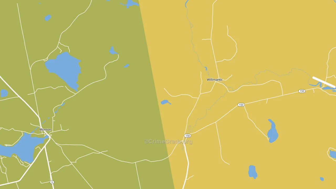 Willimantic, ME Map of Assault Rates