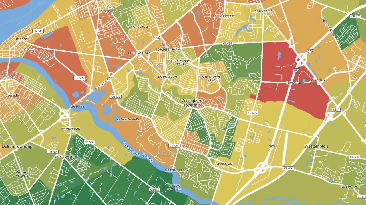 Willingboro, NJ Map of Assault Rates