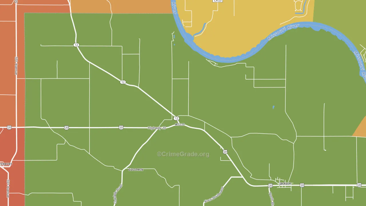 Willis, NE Map of Assault Rates