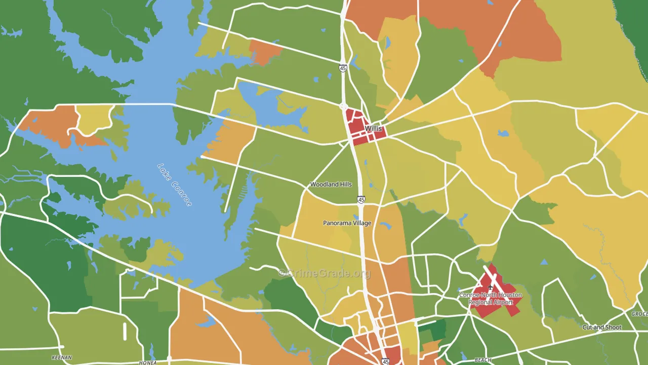 Willis, TX Map of Assault Rates