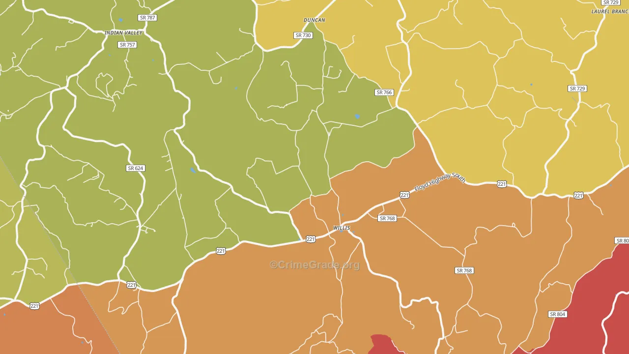 Willis, VA Map of Assault Rates