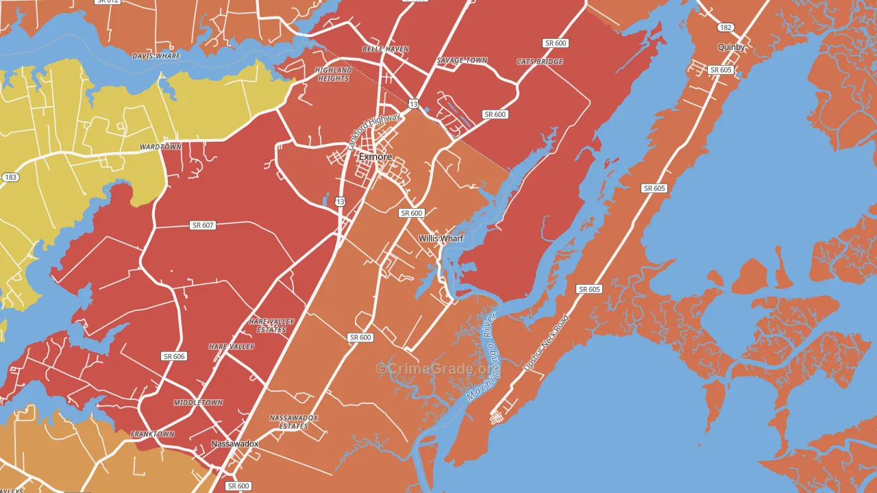 Willis Wharf, VA Map of Assault Rates
