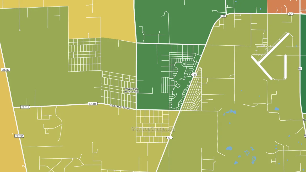 Williston Highlands, FL Map of Assault Rates