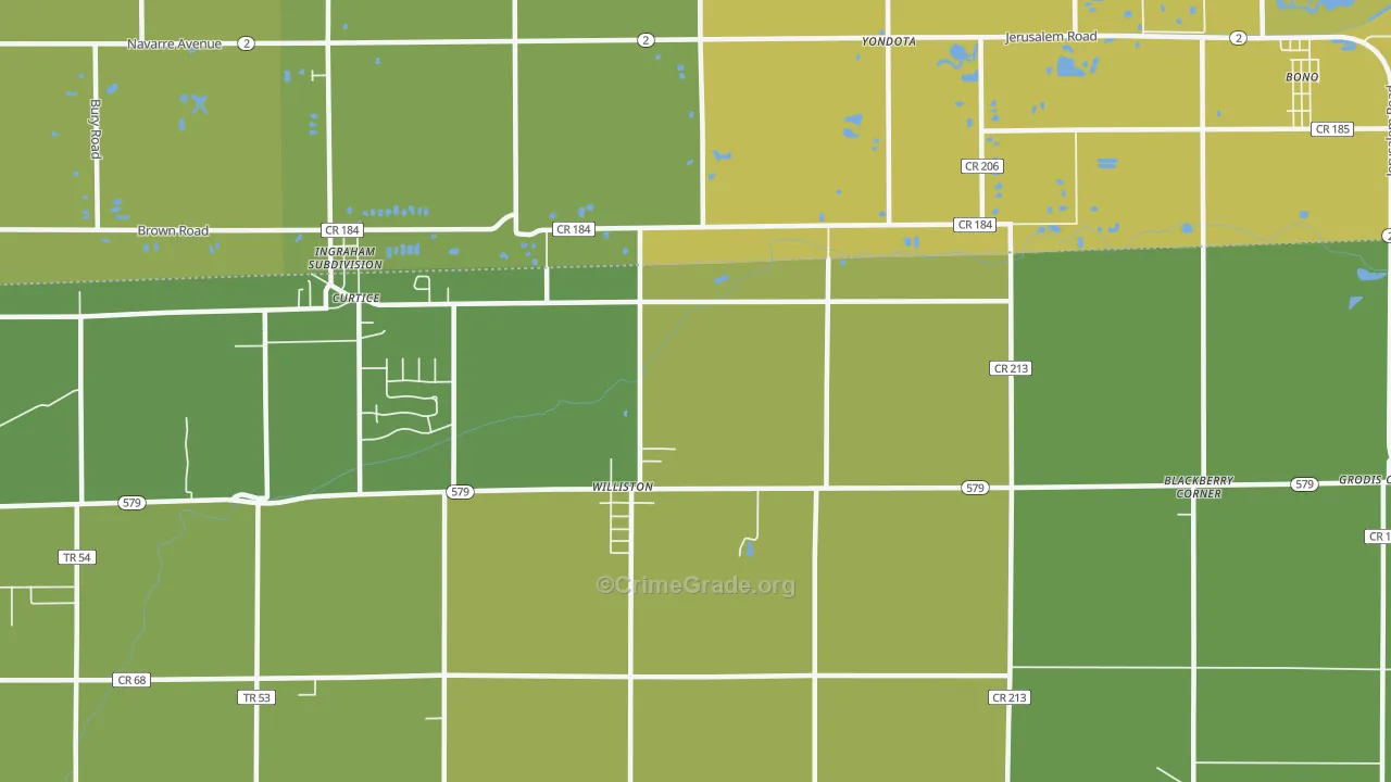 Williston, OH Map of Assault Rates