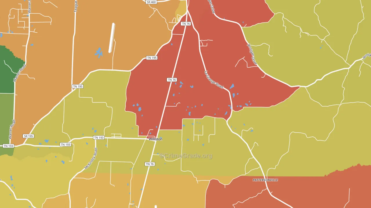 Williston, TN Map of Assault Rates