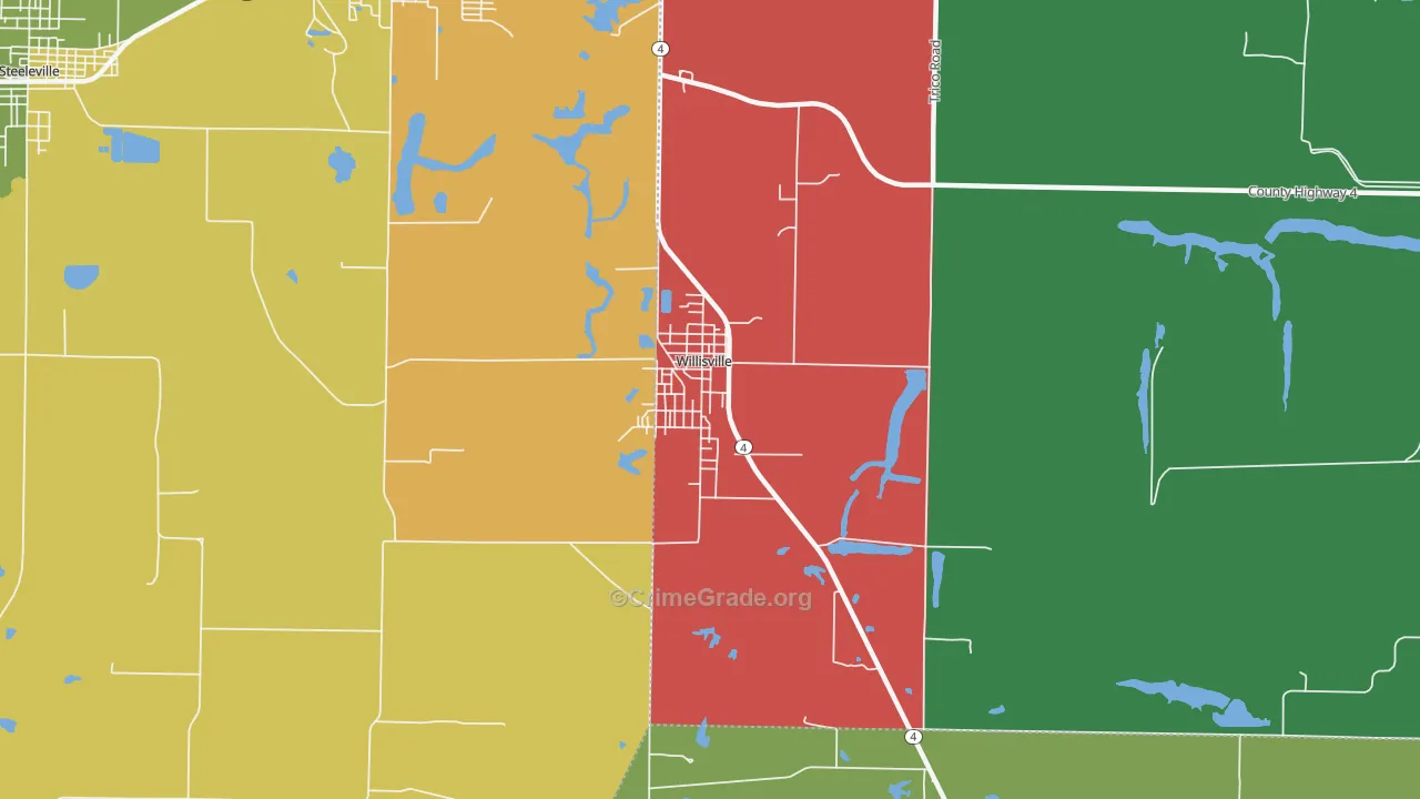 Willisville, IL Map of Assault Rates