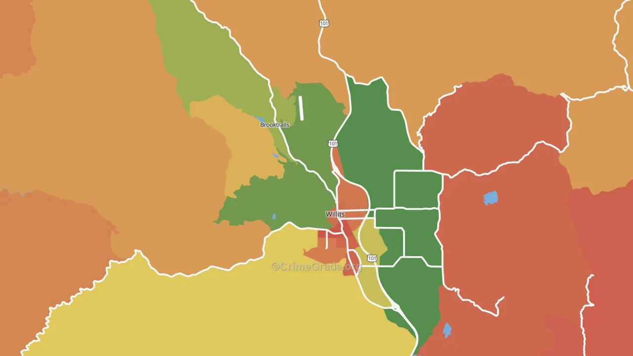 Willits, CA Map of Assault Rates