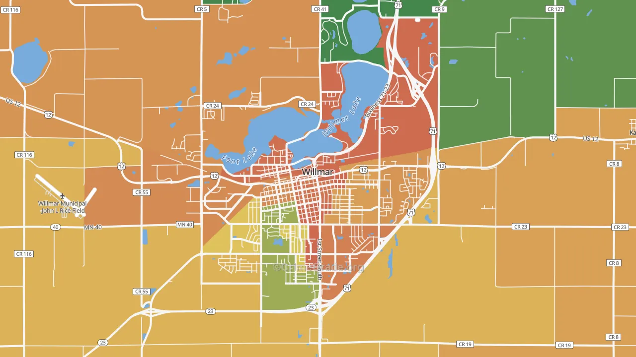 Willmar, MN Map of Assault Rates