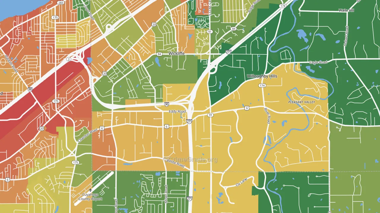 Willoughby Hills, OH Map of Assault Rates