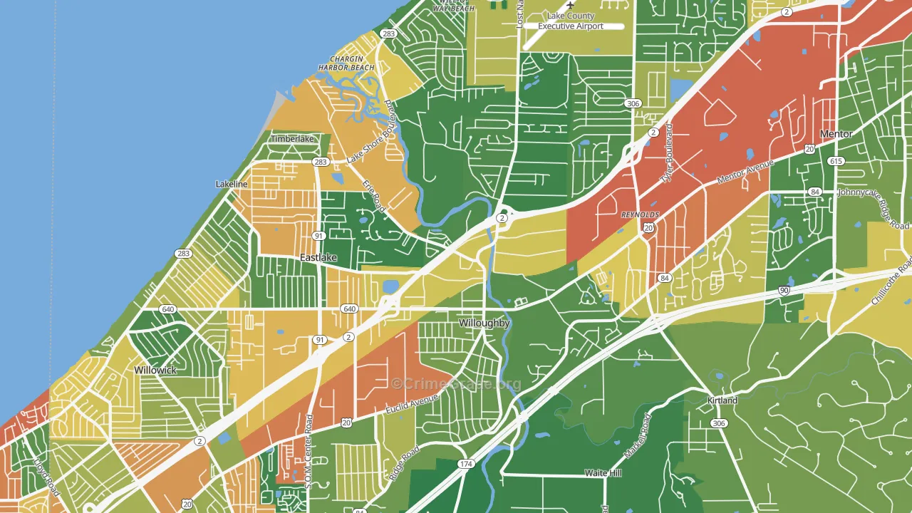 Willoughby, OH Map of Assault Rates