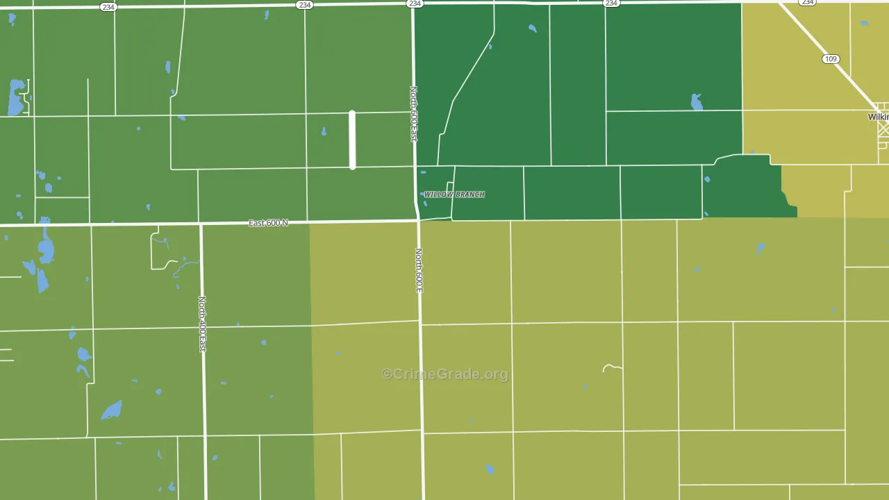 Willow Branch, IN Map of Assault Rates