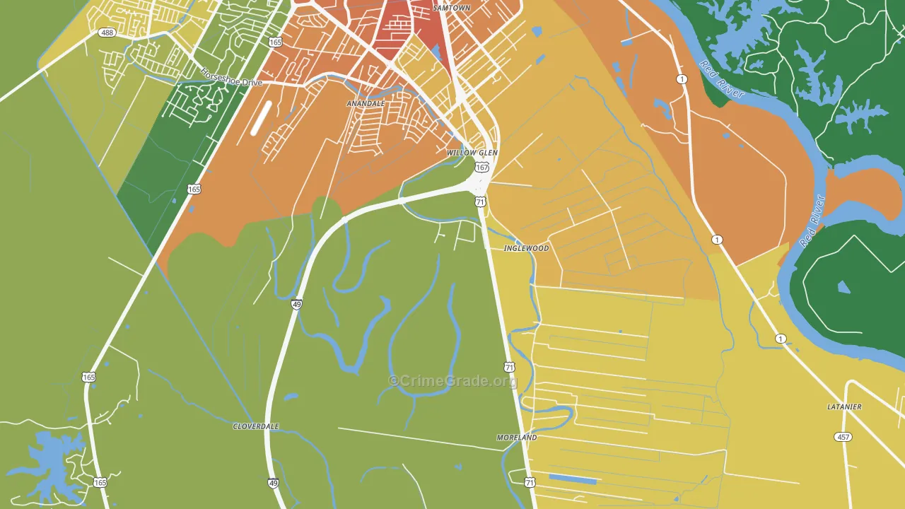 Willow Glen, LA Map of Assault Rates