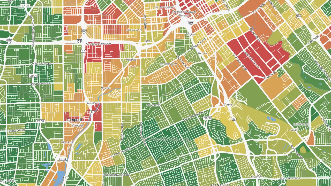 Willow Glen, San Jose, CA Map of Assault Rates