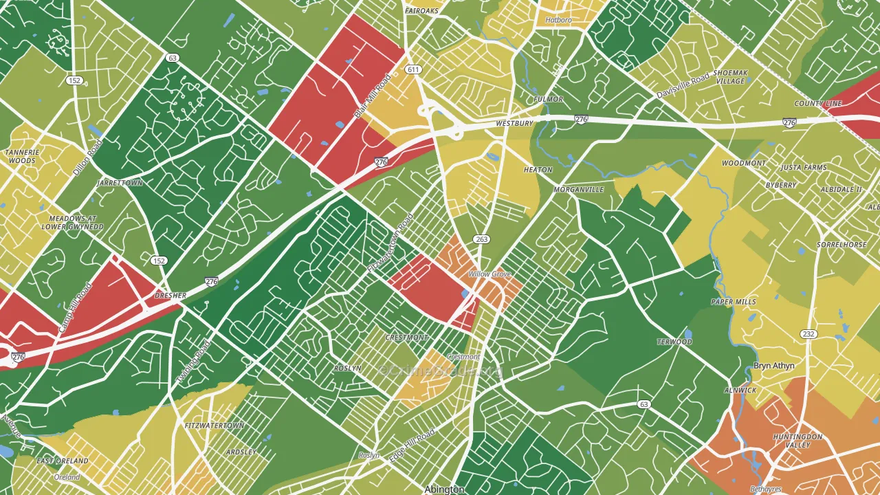 Willow Grove, PA Map of Assault Rates