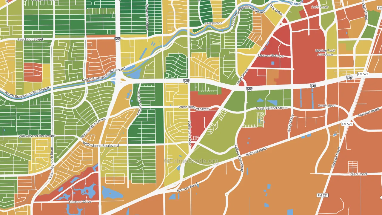 Willow Meadows-Willowbend Area, Houston, TX Map of Assault Rates