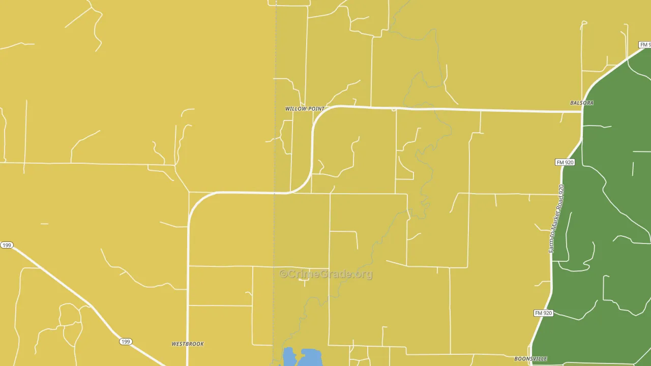 Willow Point, TX Map of Assault Rates