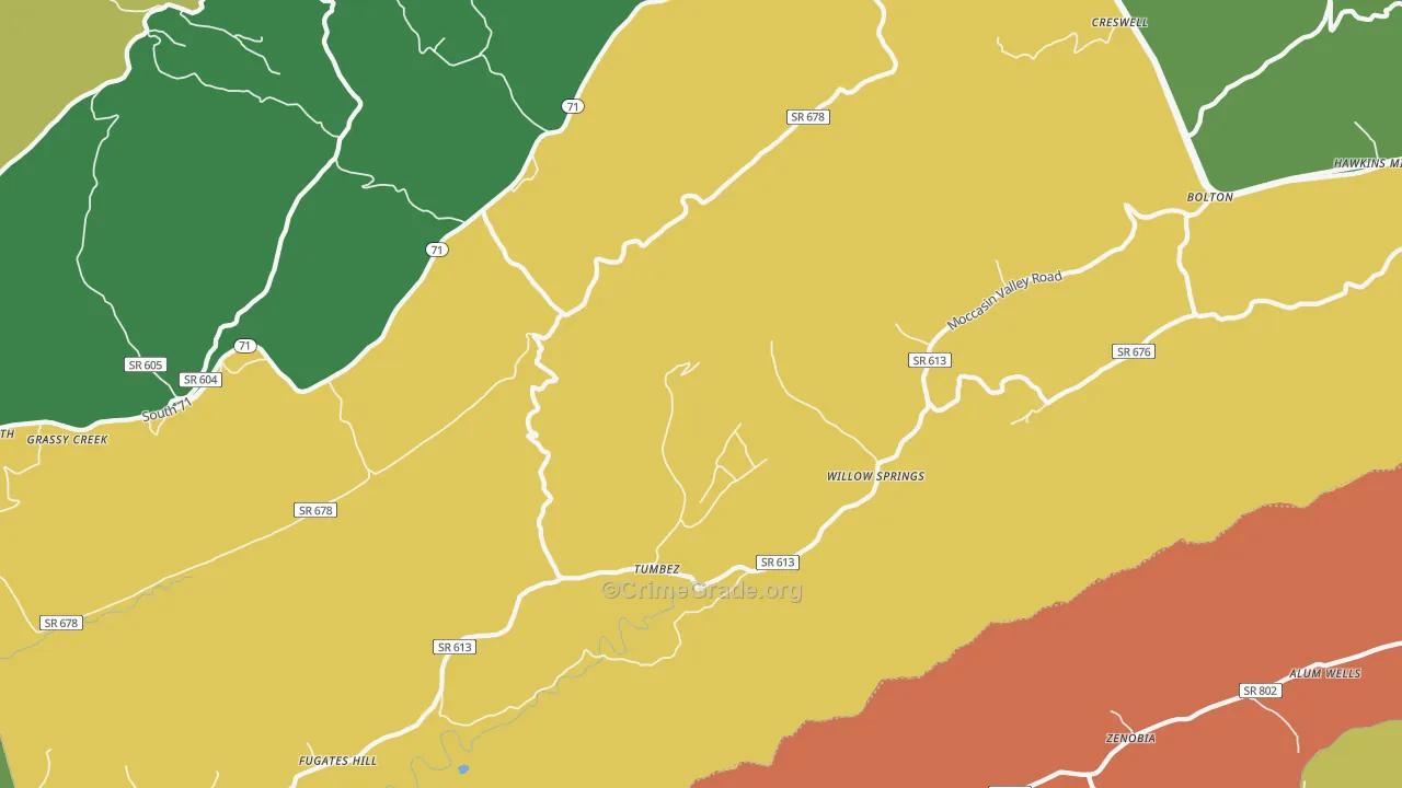 Willow Spring, VA Map of Assault Rates