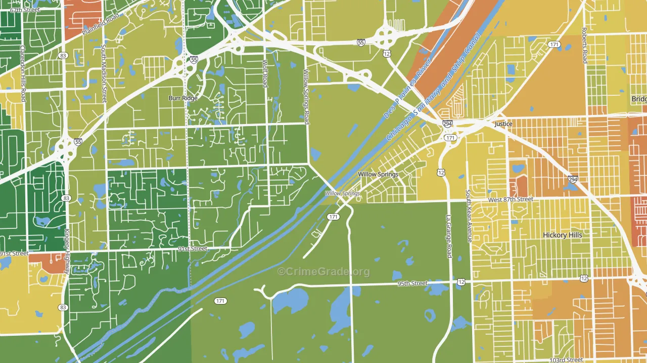 Willow Springs, IL Map of Assault Rates