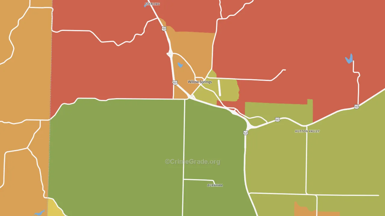Willow Springs, MO Map of Assault Rates